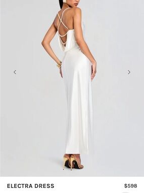 Dress - White Pearl Back Drape